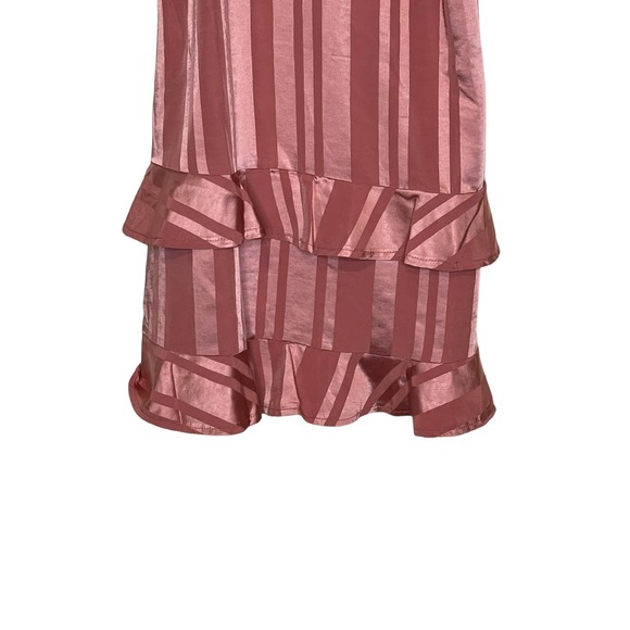 Pinch Women Cami‎ Tank Top Ruffle Tiered Trim Striped Metallic Pink Medium NWT - Picture 4 of 9